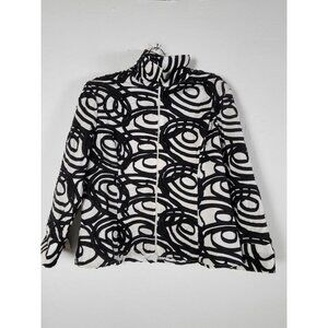 Samuel Dong Womens Black & White Patterned Jacket XL Cotton Blend Stretch